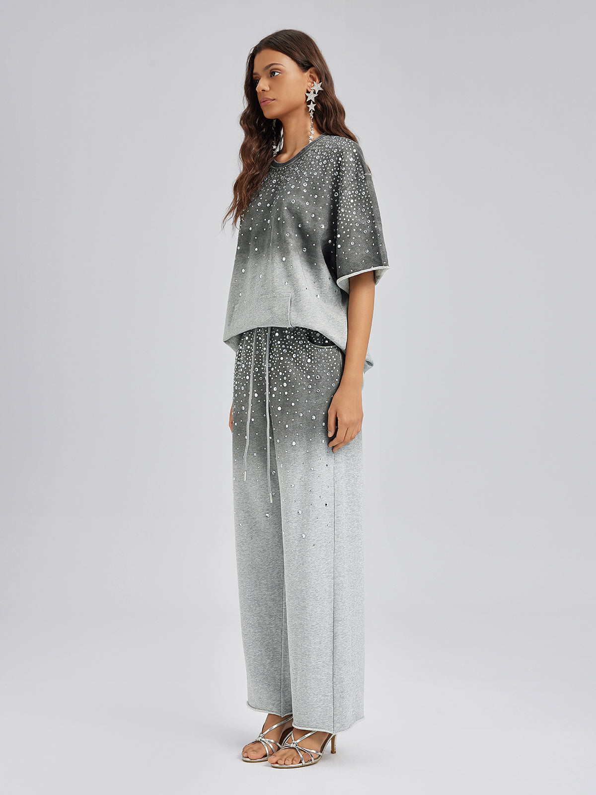 Final Sale | Ombre Rhinestones Washed Knit Pants