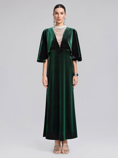 Layered Pearl Velvet Mermaid Gown