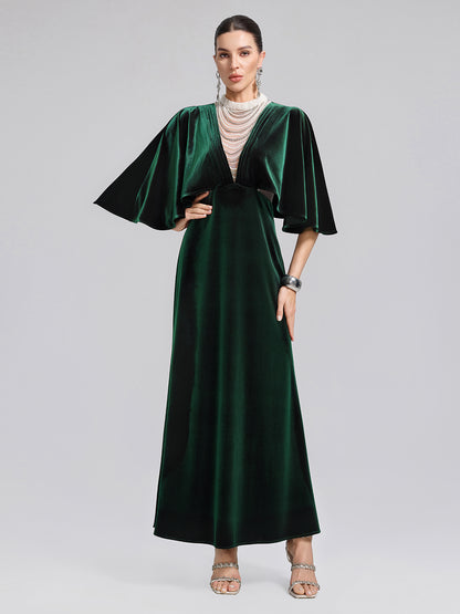 Layered Pearl Velvet Mermaid Gown