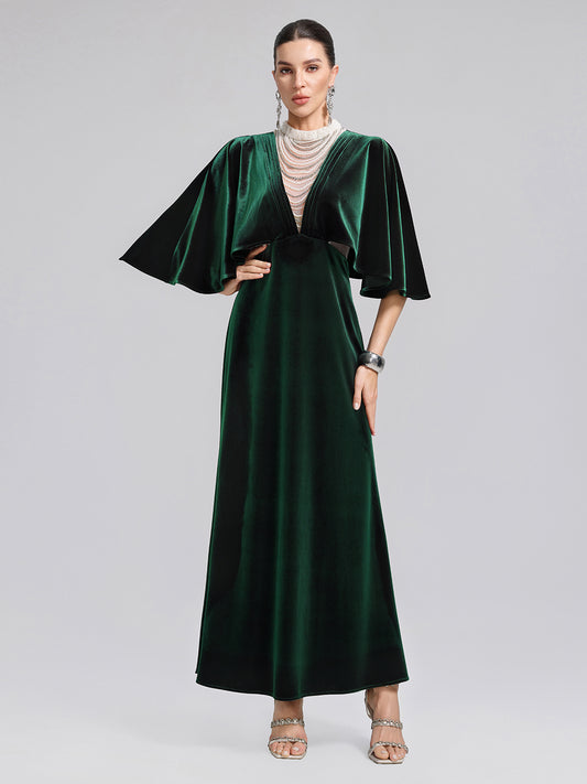 Layered Pearl Velvet Mermaid Gown