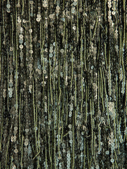 Handcrafted Sequin Fringe Front-Slit Mermaid Skirt