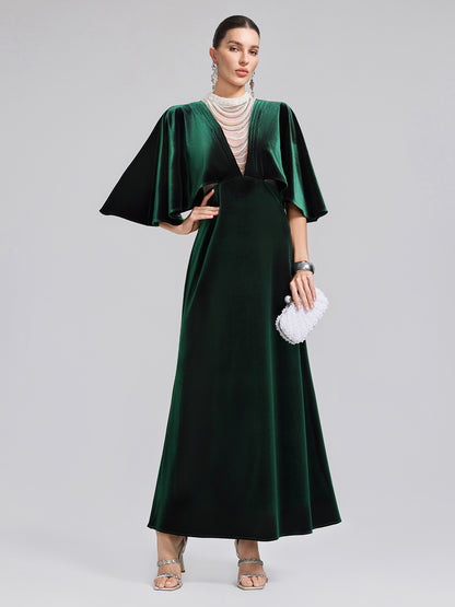 Layered Pearl Velvet Mermaid Gown