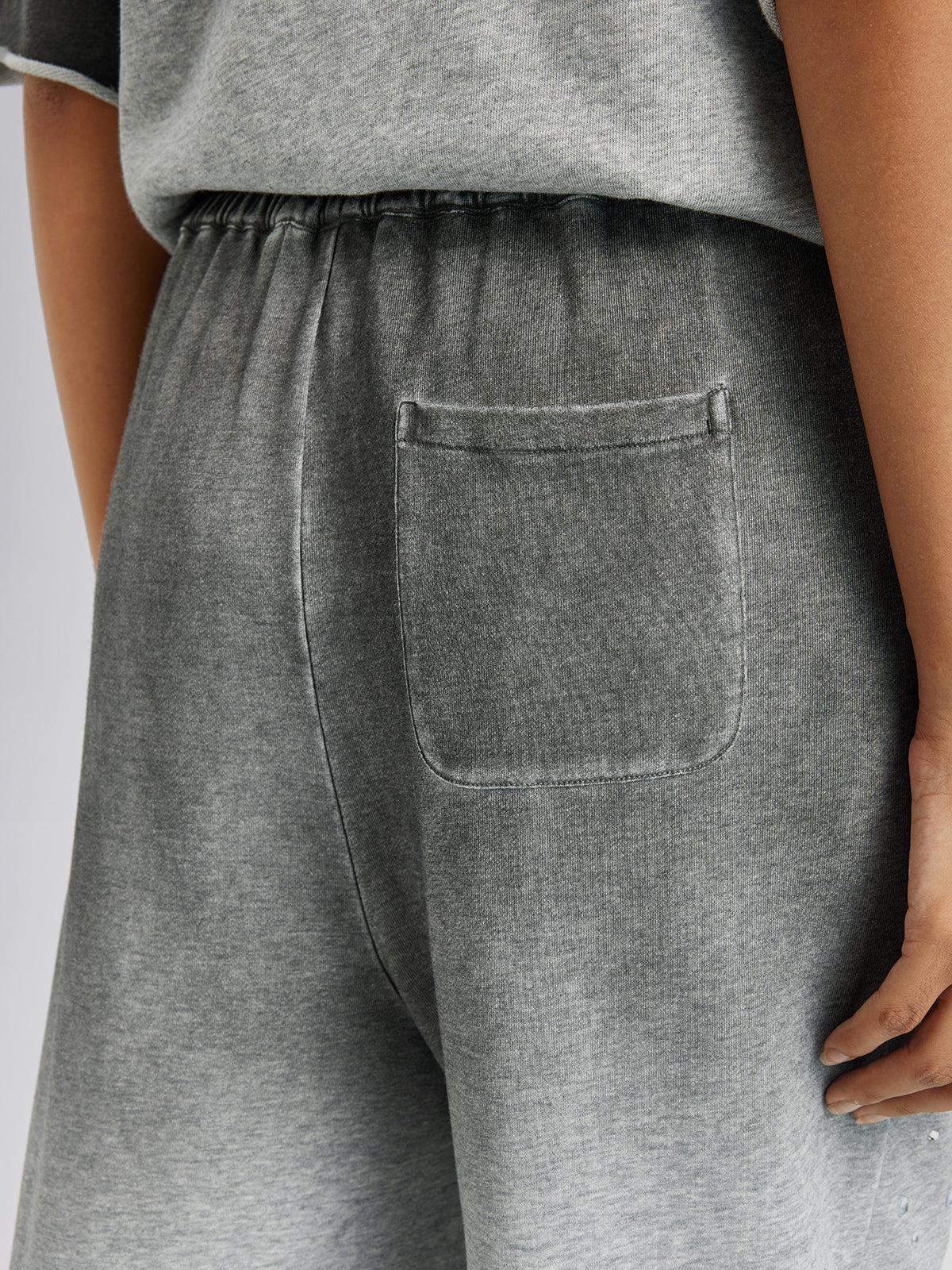 Ombre Rhinestones Washed Knit Pants