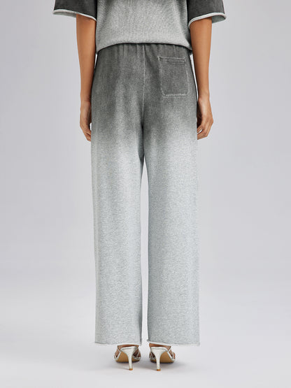 Ombre Rhinestones Washed Knit Pants