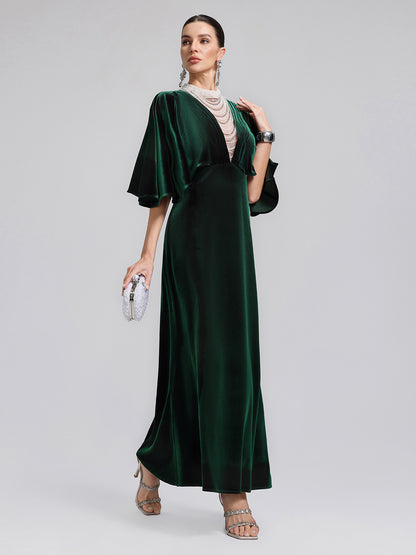 Layered Pearl Velvet Mermaid Gown