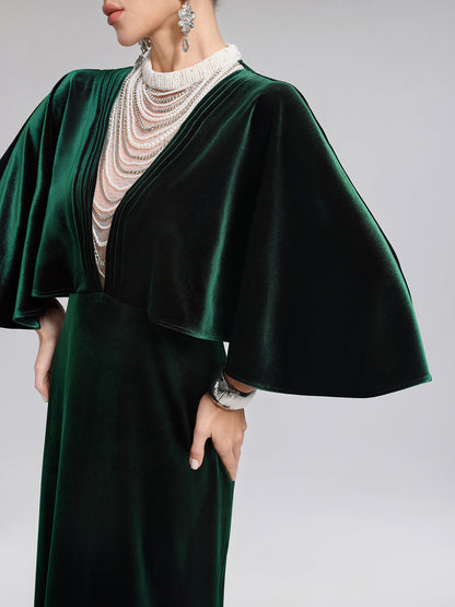 Layered Pearl Velvet Mermaid Gown