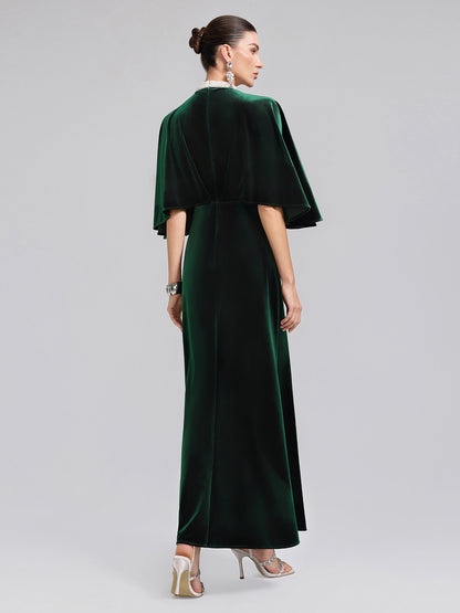 Layered Pearl Velvet Mermaid Gown