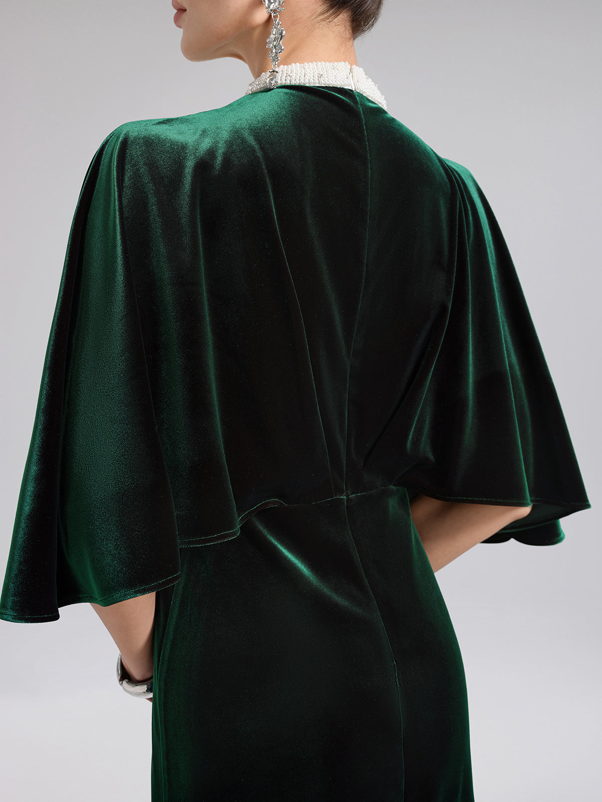 Layered Pearl Velvet Mermaid Gown