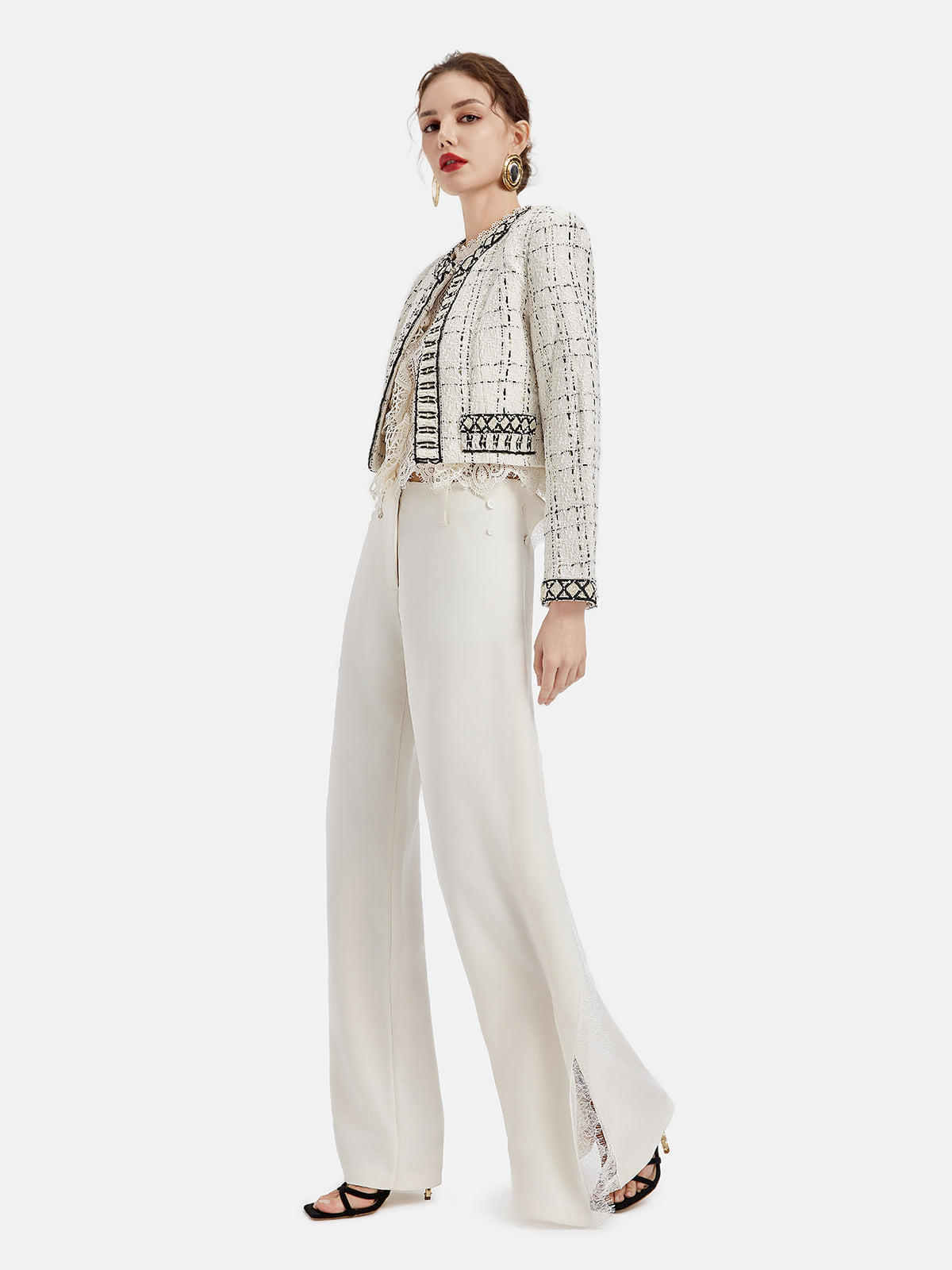 Versatile Lace Trim Trousers