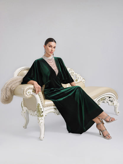 Layered Pearl Velvet Mermaid Gown