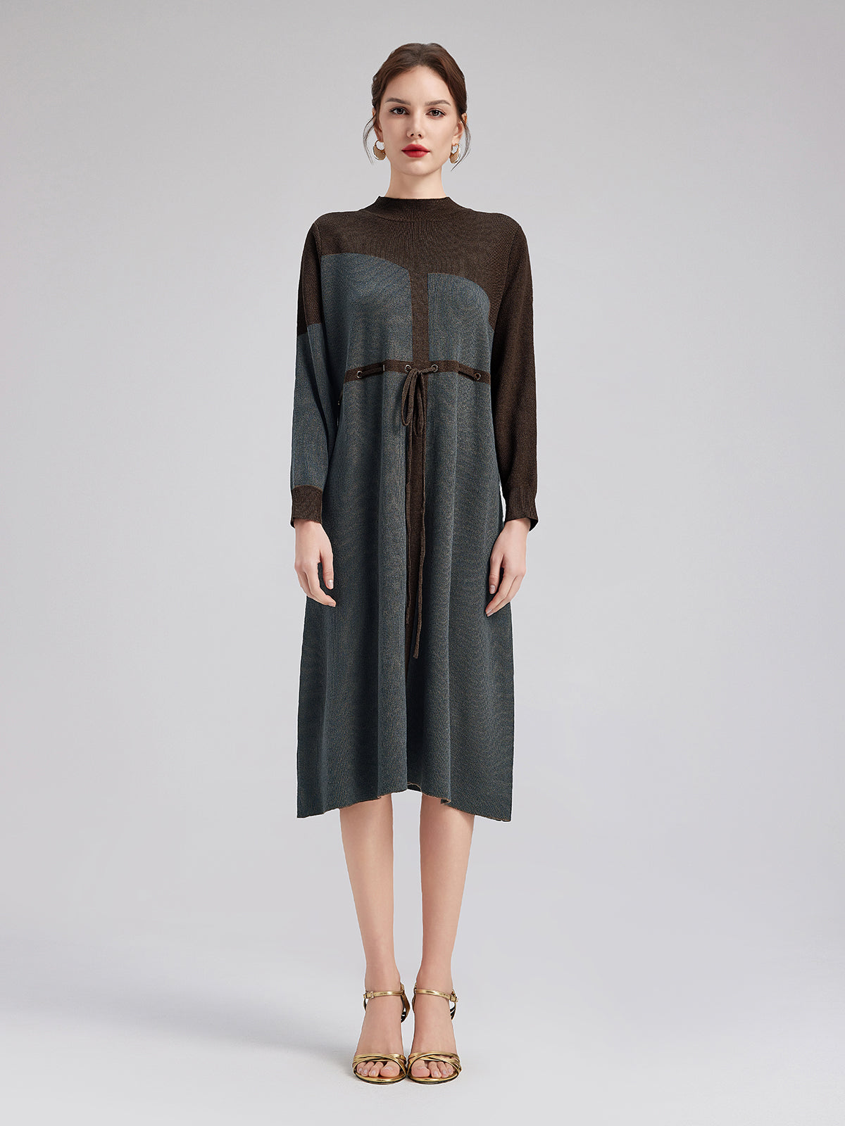 Geometric Pattern Wool Dress