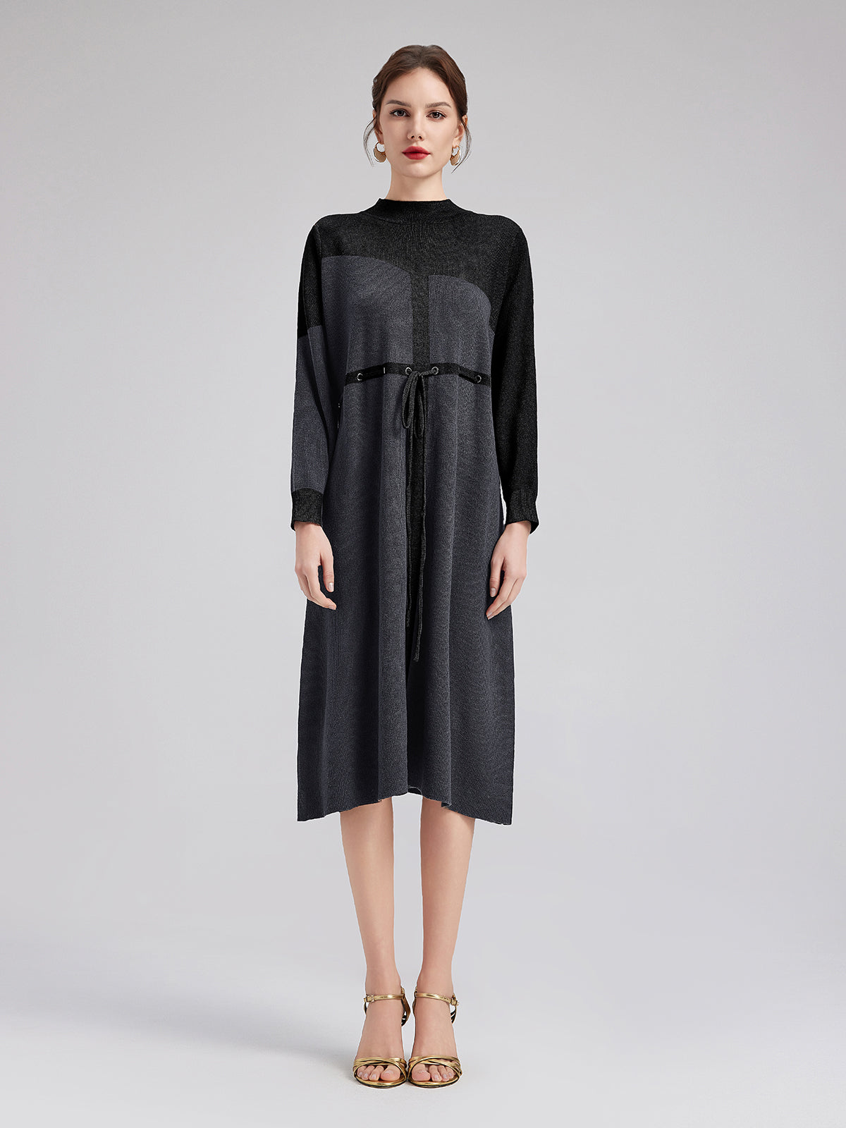 Geometric Pattern Wool Dress