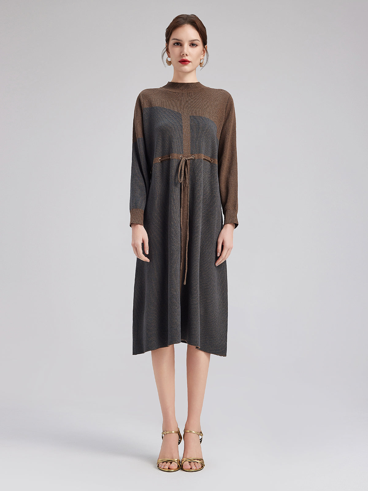 Geometric Pattern Wool Dress