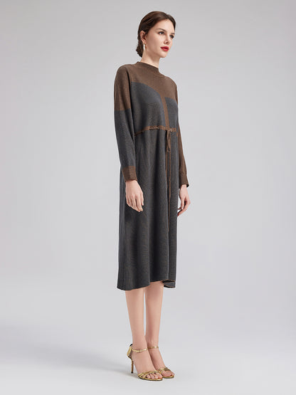 Geometric Pattern Wool Dress