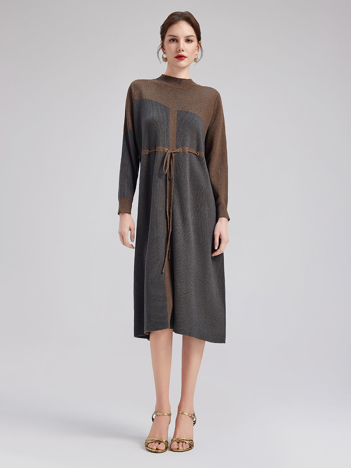 Geometric Pattern Wool Dress