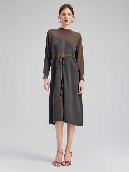 Geometric Pattern Wool Dress