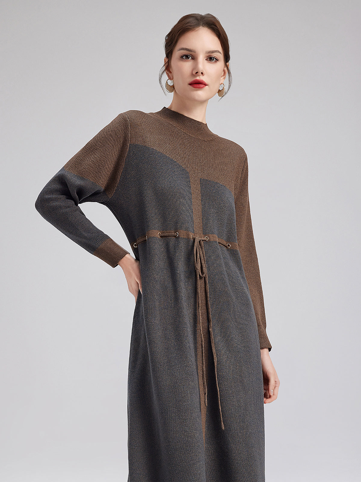 Geometric Pattern Wool Dress