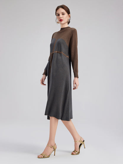 Geometric Pattern Wool Dress