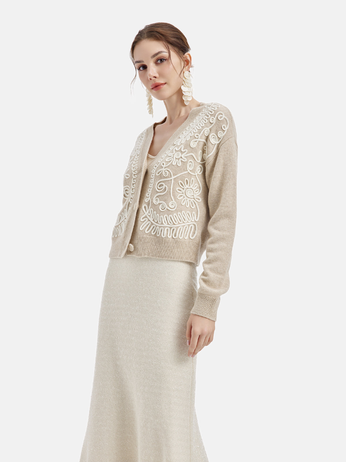 Embroidered Cashmere Cardigan