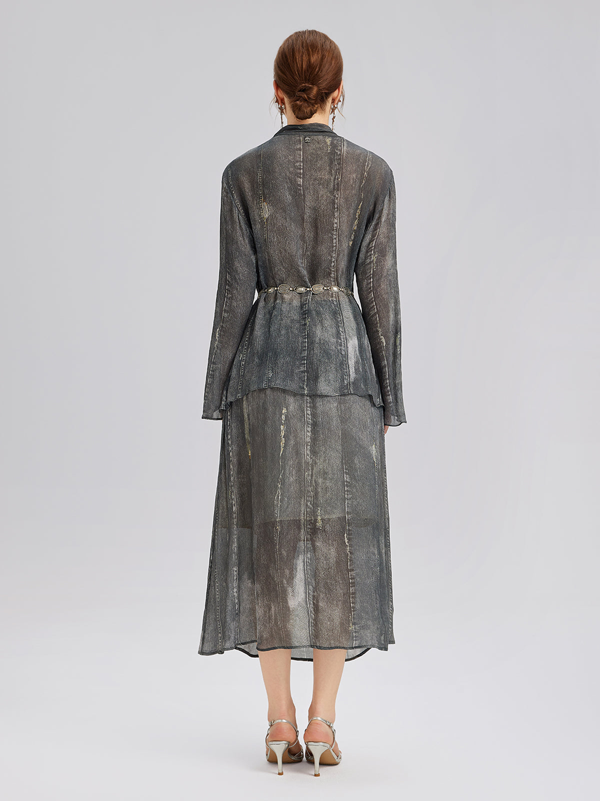 Final Sale | Washed Faux Denim Midi Skirt