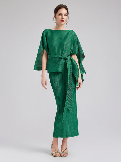 High-End Pleated Dress Set