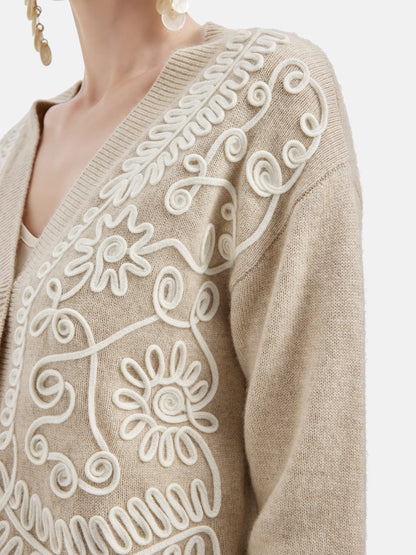 Embroidered Cashmere Cardigan