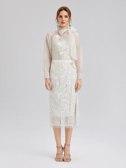 Lace Handcrafted Tassel Exclusive Baroque Skirt