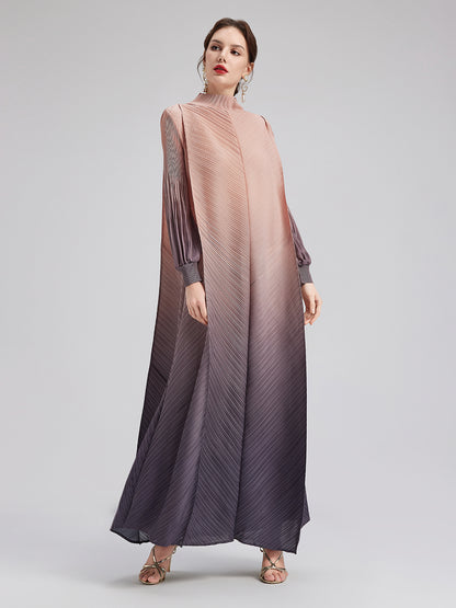 Romantic Gradient Pleated Architectural Dress