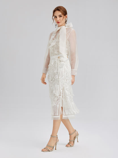 Lace Handcrafted Tassel Exclusive Baroque Skirt