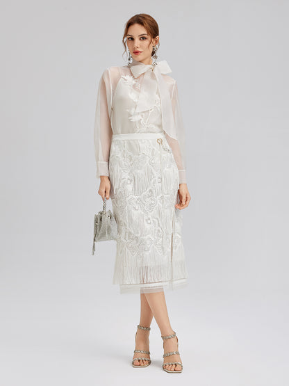 Lace Handcrafted Tassel Exclusive Baroque Skirt