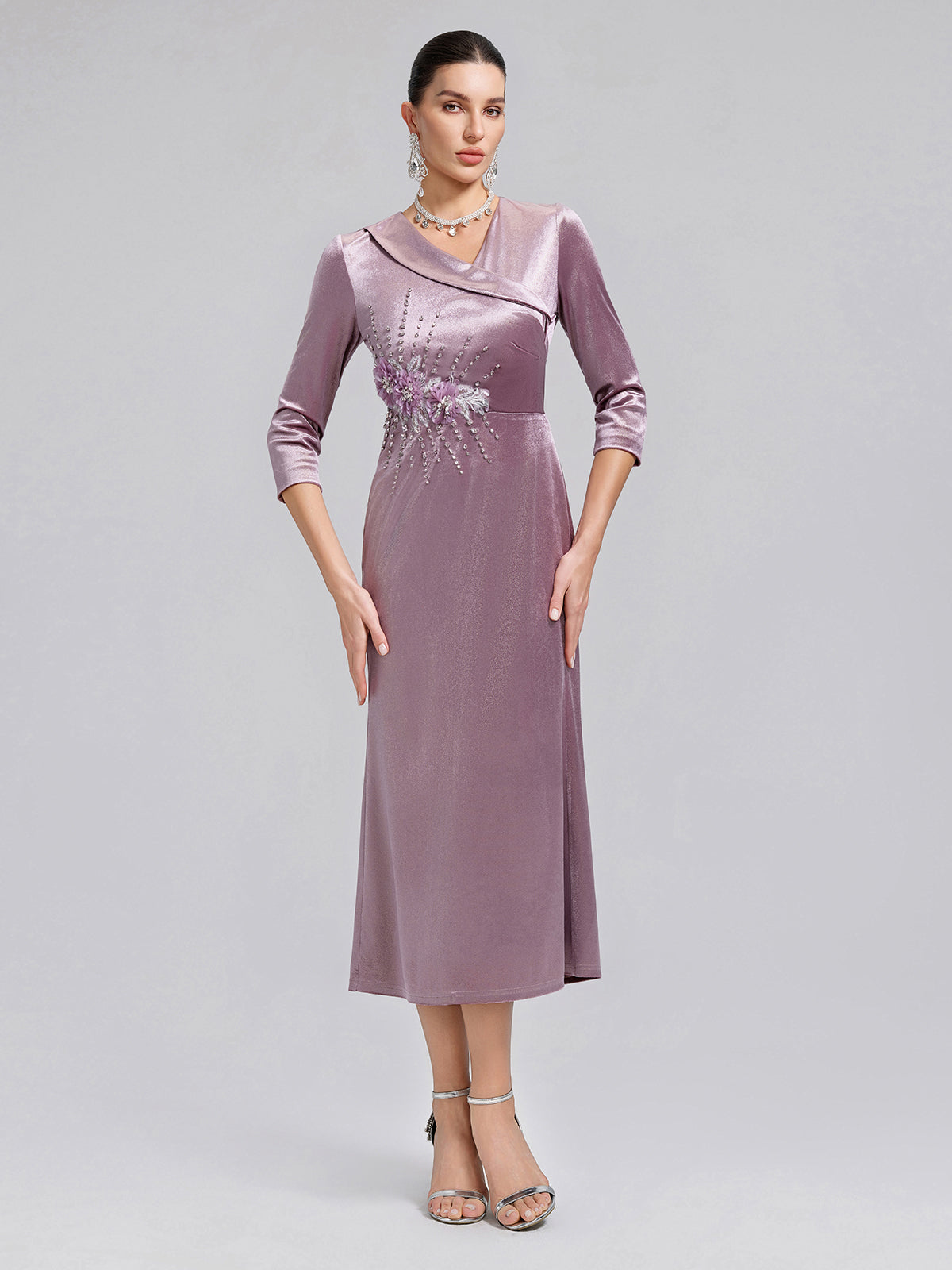 Velvet Hand-Embroidered Beaded Mermaid Dress