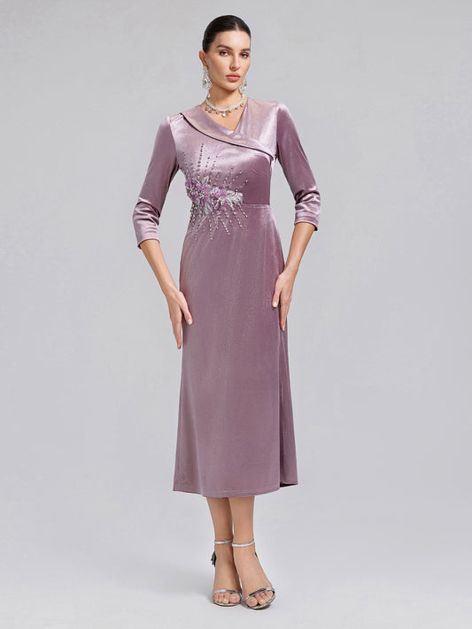 Velvet Hand-Embroidered Beaded Mermaid Dress