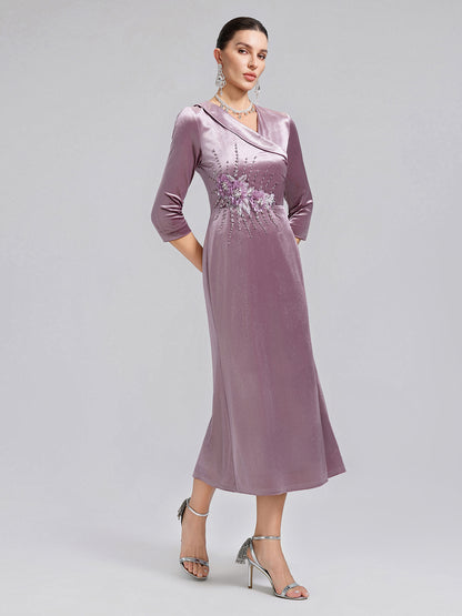 Velvet Hand-Embroidered Beaded Mermaid Dress