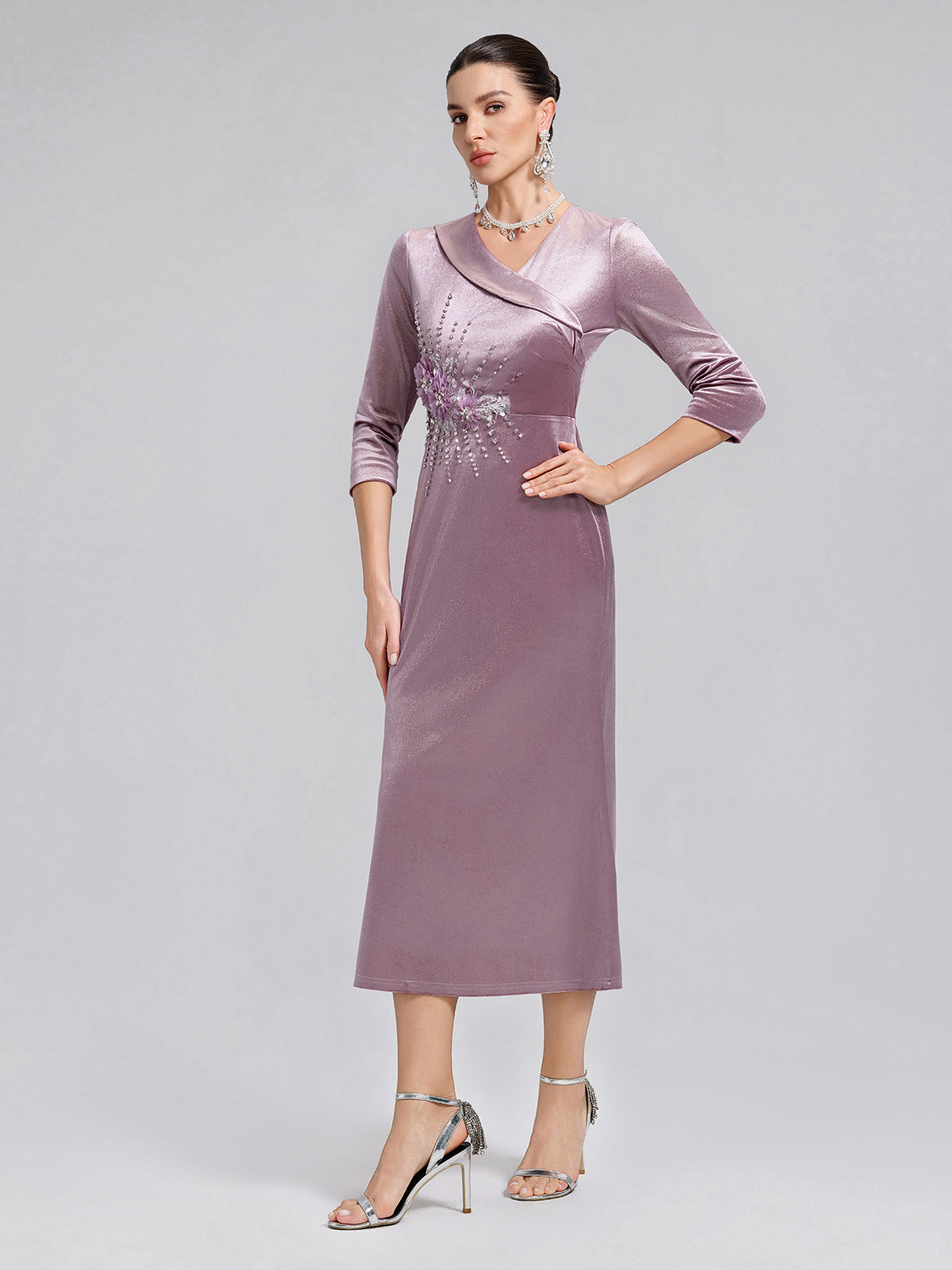 Velvet Hand-Embroidered Beaded Mermaid Dress