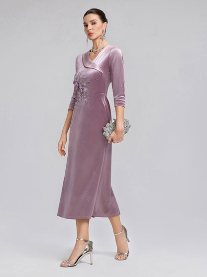 Velvet Hand-Embroidered Beaded Mermaid Dress