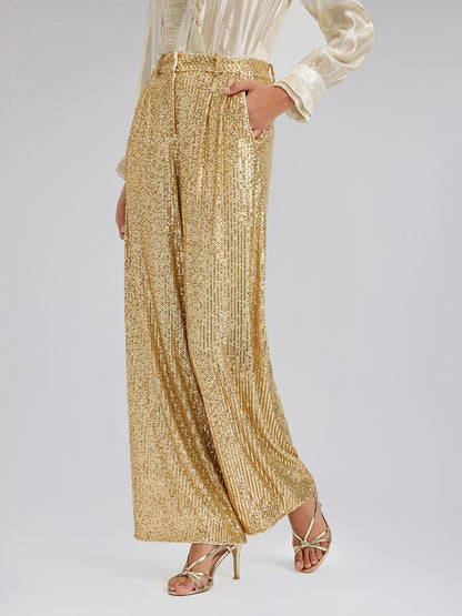 Light Luxury Sequin Wide-Leg Pants