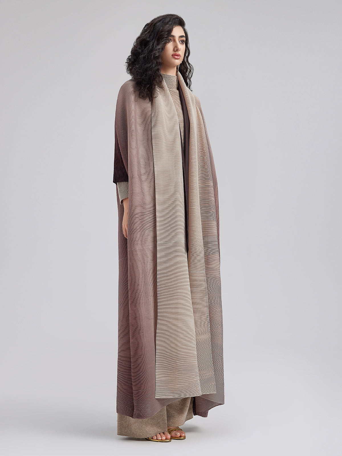 Gradient Pleated Oversized Coat