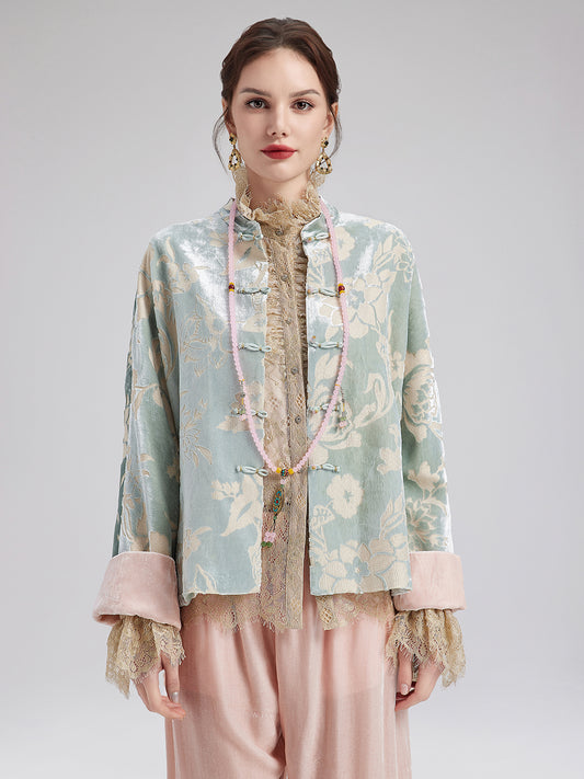 Neo Chinese Style Velvet Floral Jacket