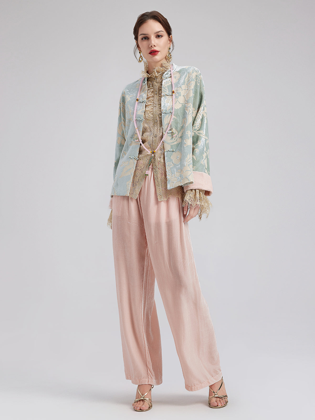 Neo Chinese Style Silk Velvet Pants