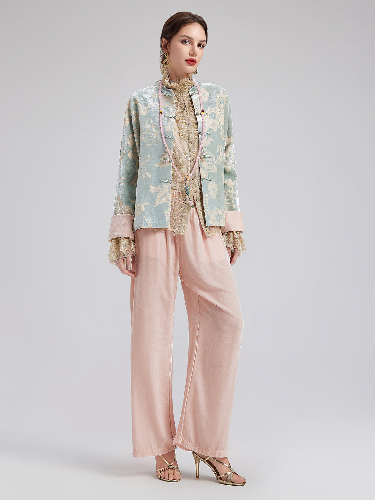 Neo Chinese Style Silk Velvet Pants