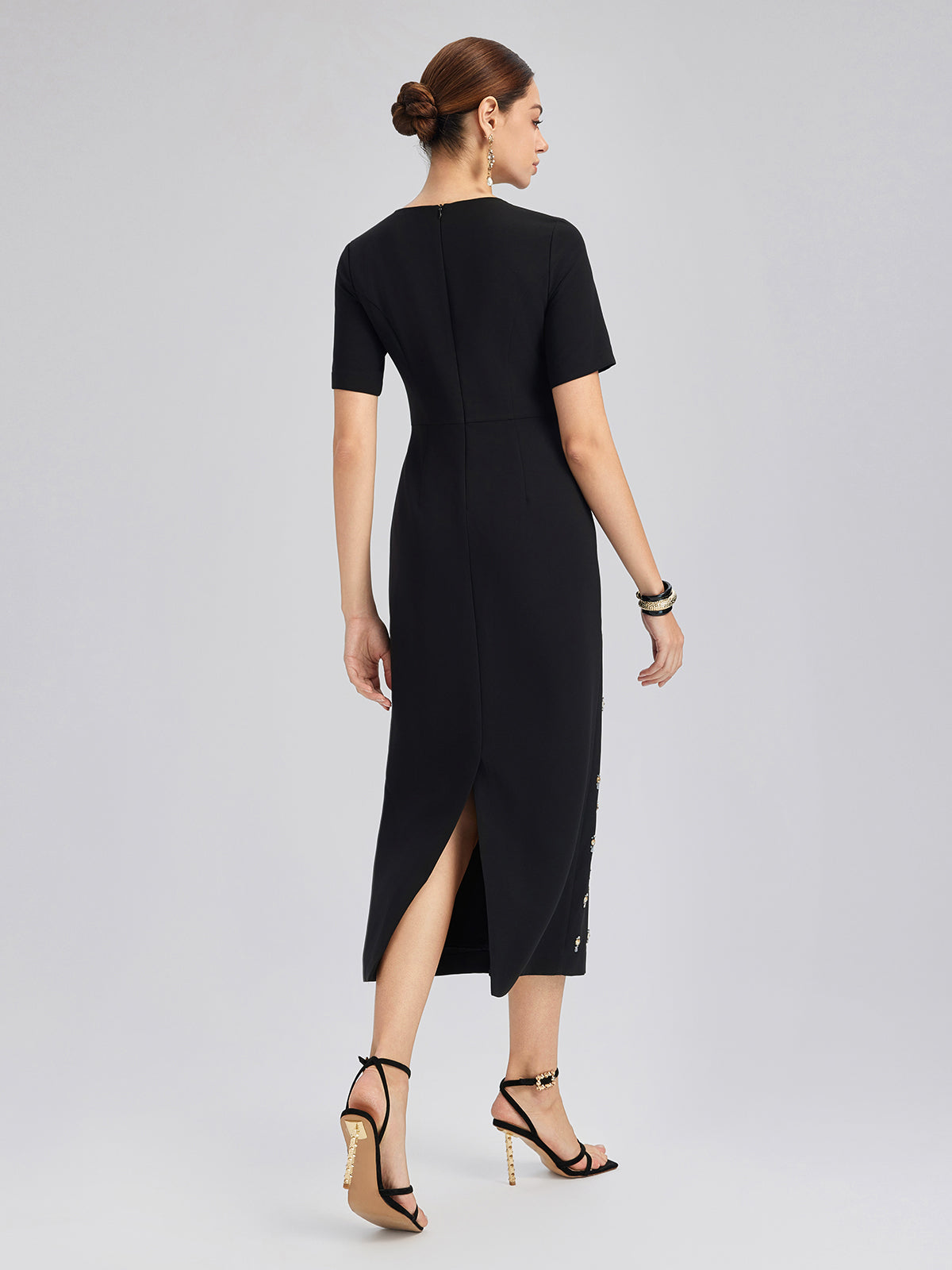 Hand-Beaded Crew-Neck Dress