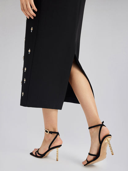 Hand-Beaded Crew-Neck Dress