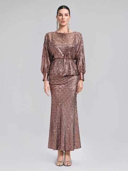 Rhinestone Side Slit Fishtail Skirt