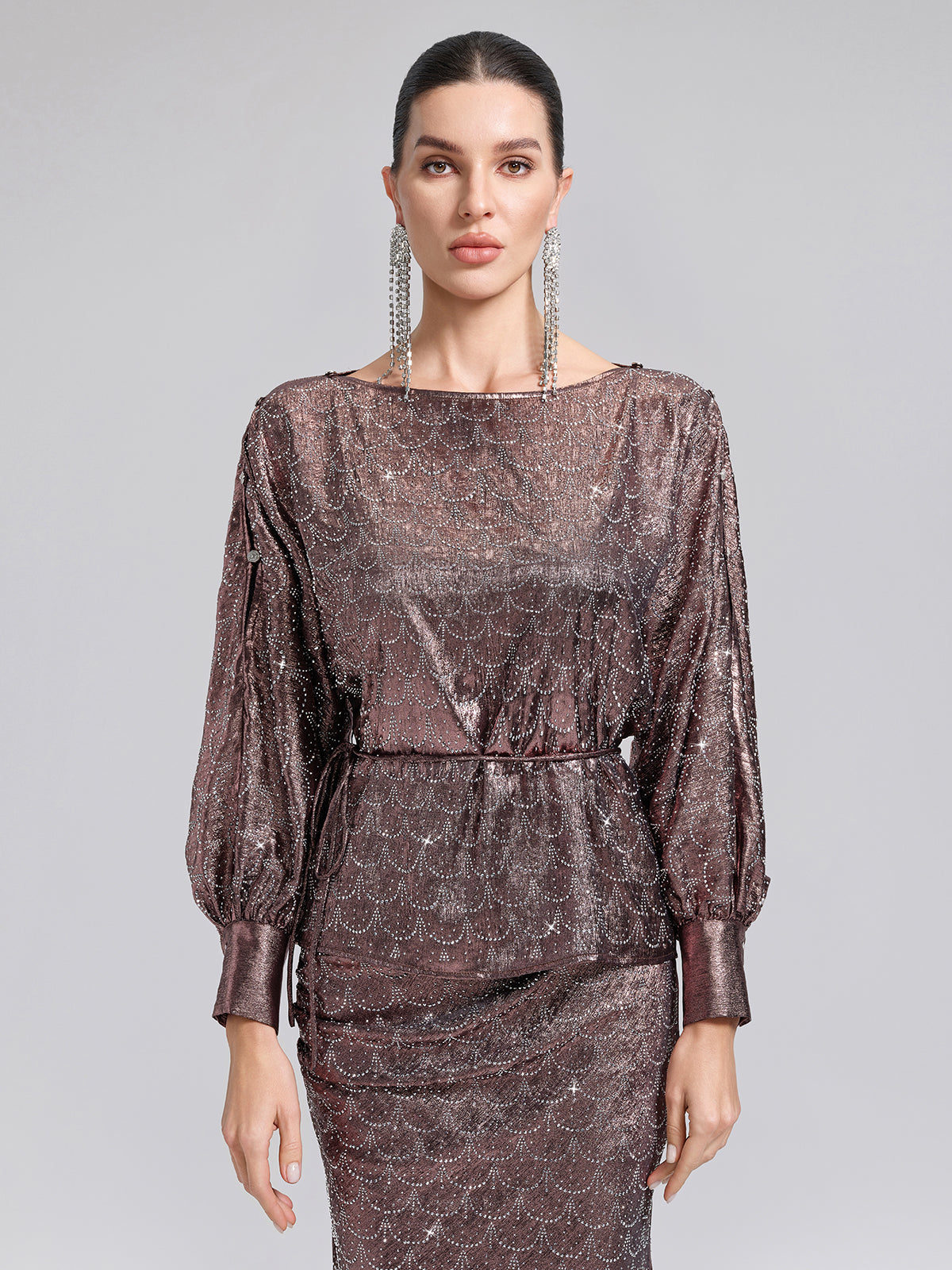 Off-Shoulder Rhinestone Top