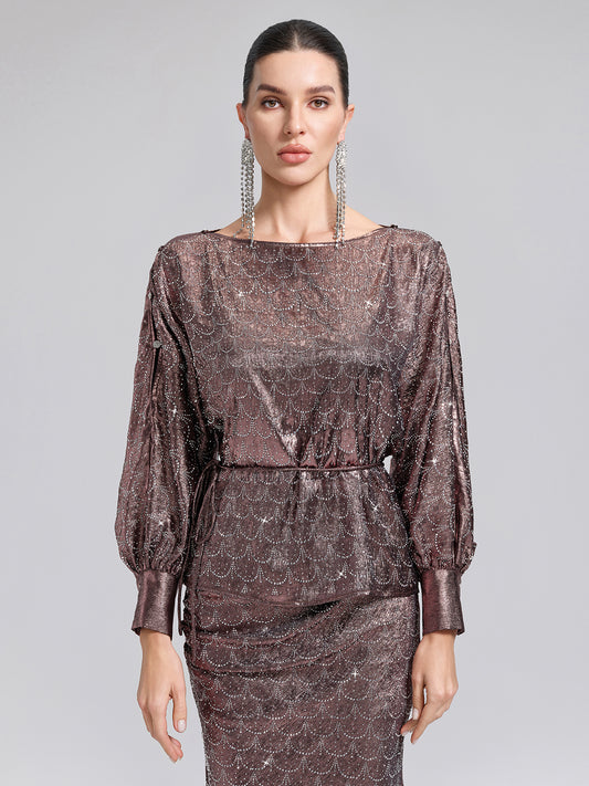 Off-Shoulder Rhinestone Top