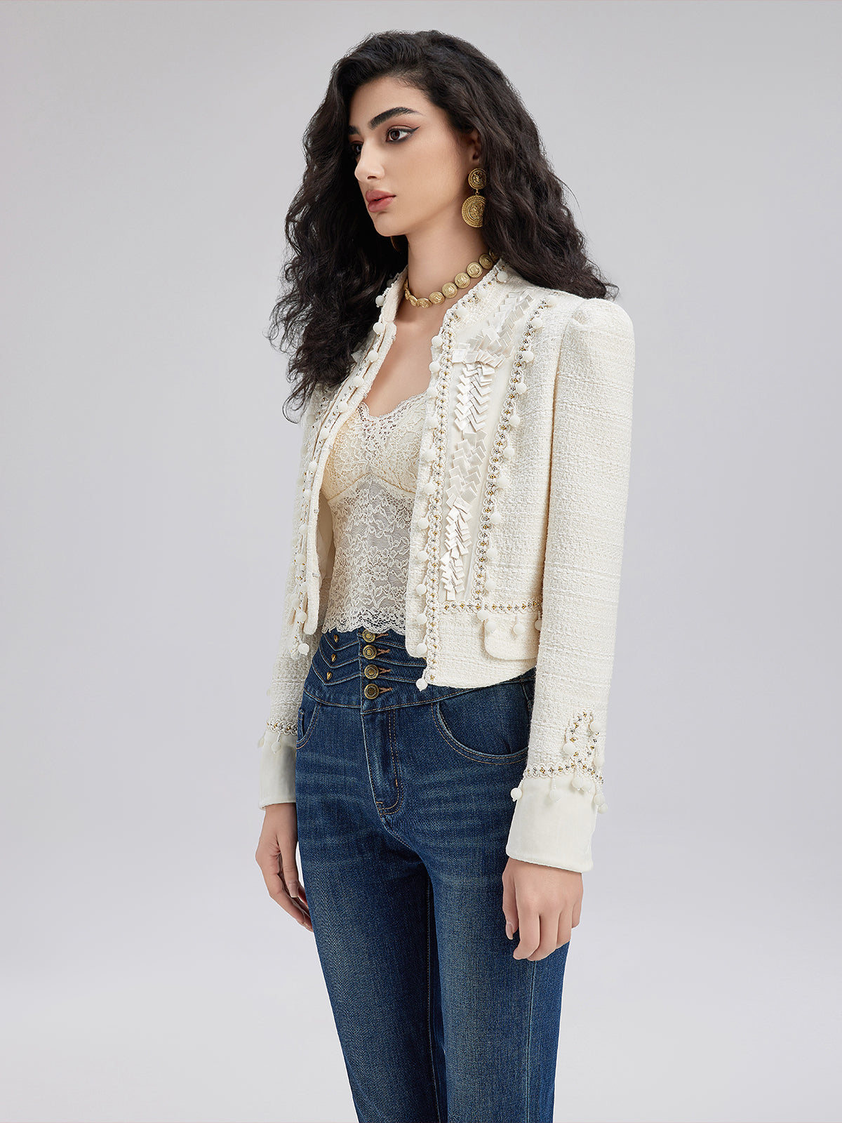 Regal Tweed Embellished Jacket