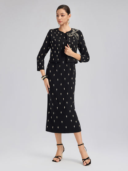 Hand-Beaded Bow Detail Jacket