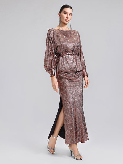 Rhinestone Side Slit Fishtail Skirt