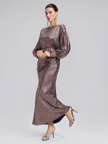 Rhinestone Side Slit Fishtail Skirt