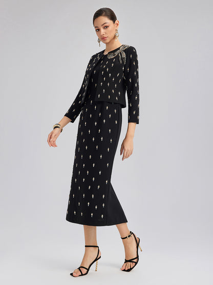 Hand-Beaded Bow Detail Jacket